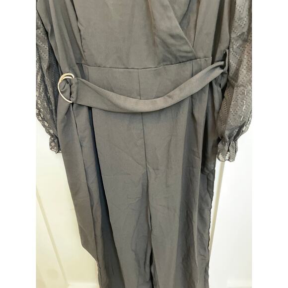 NWOT SHEIN Curve Clasi Plus Contrast Mesh Belted Jumpsuit, 2XL - Picture 5 of 6